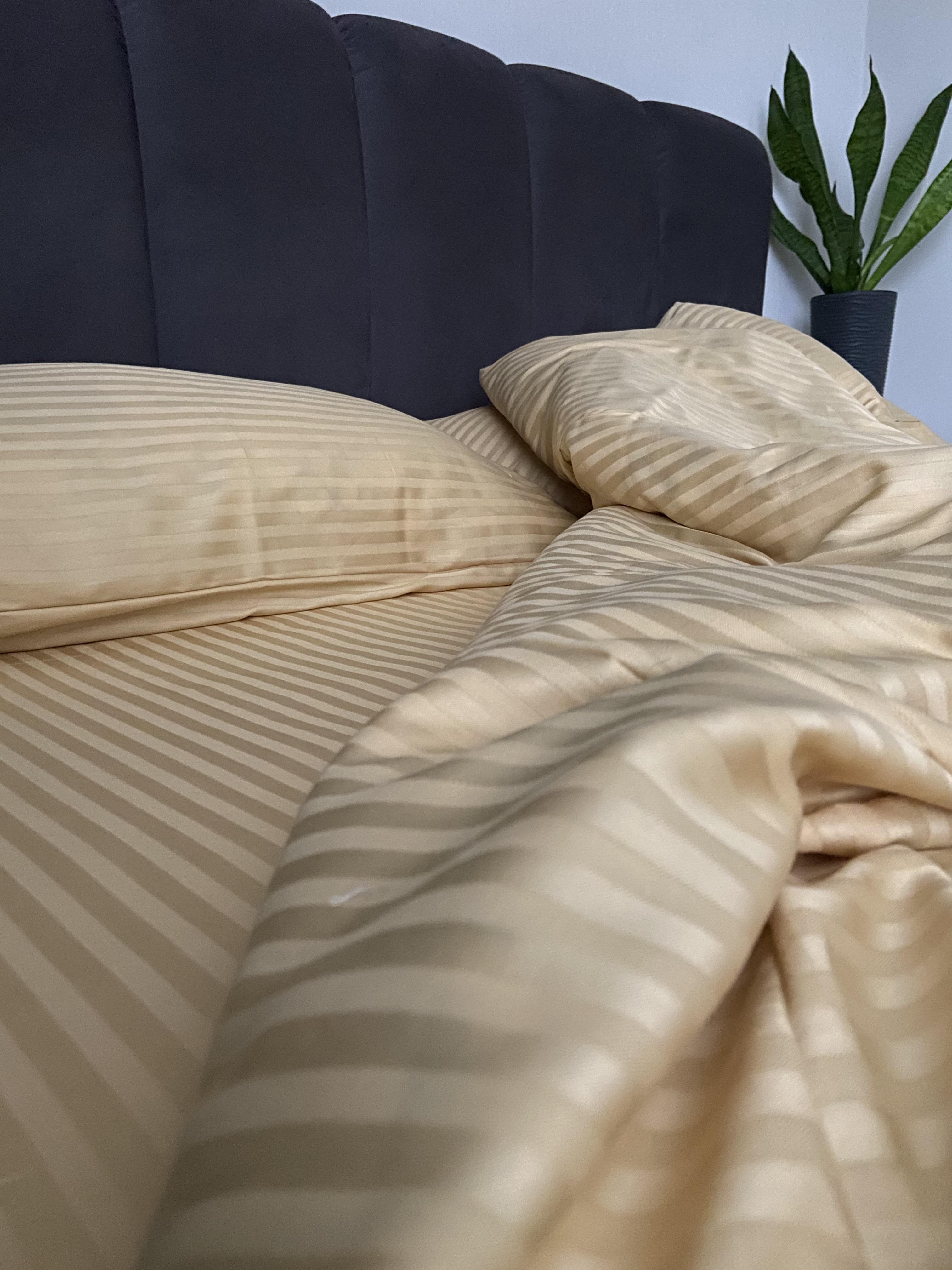 Комплект постільної білизни LILA Textil Home з преміум страйп-сатина полуторний Золото (11377086) - фото 6