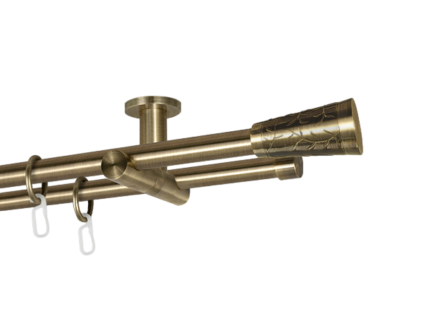 Карниз MStyle Севилия металлический двухрядный труба гладкая 19/19 мм потолочный 300 см Антик (K010514)