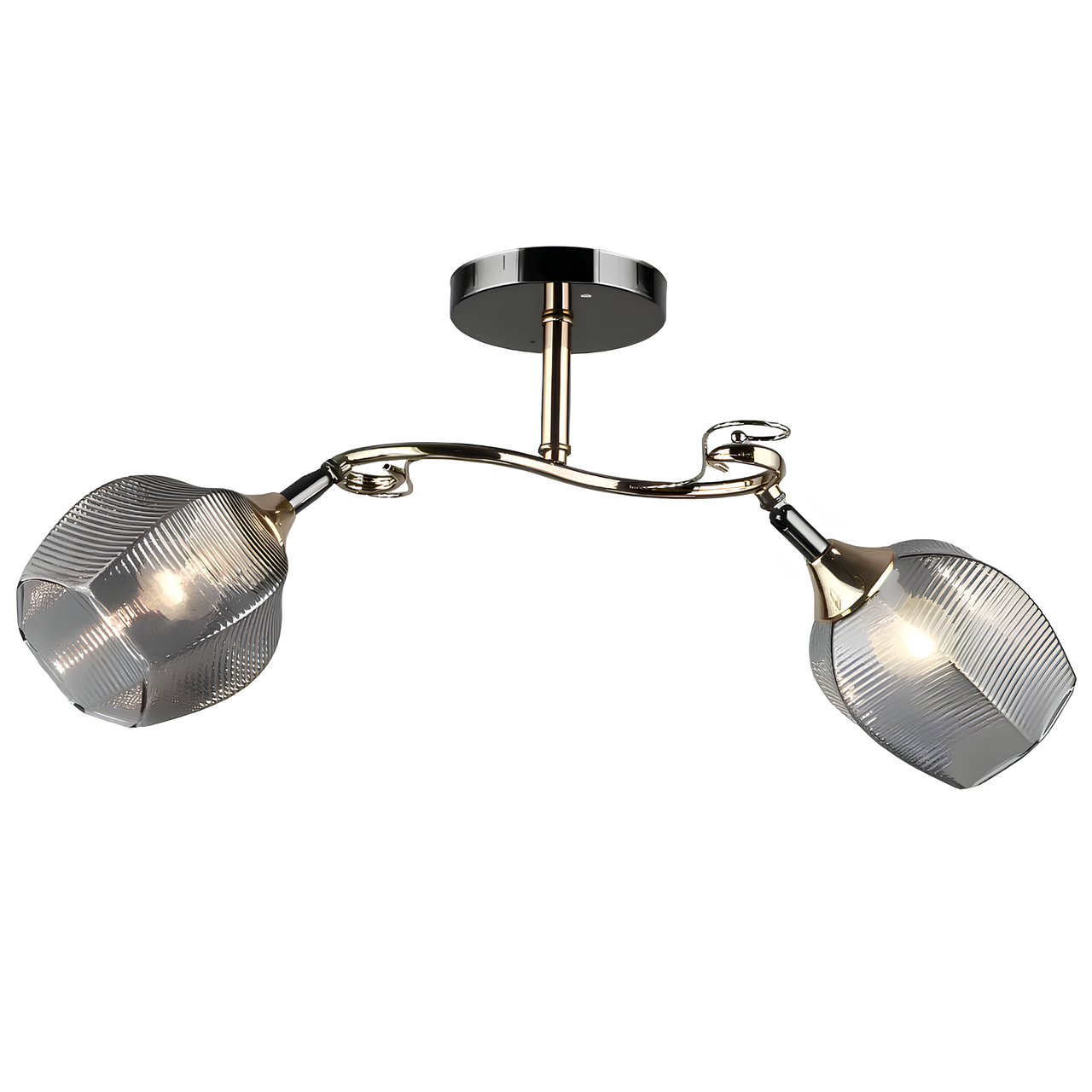 Люстра Svet на два стеклянных плафона с поворотным механизмом под лампы Е27 Дымчатый (SR-N5005/2 FGD+BCH)