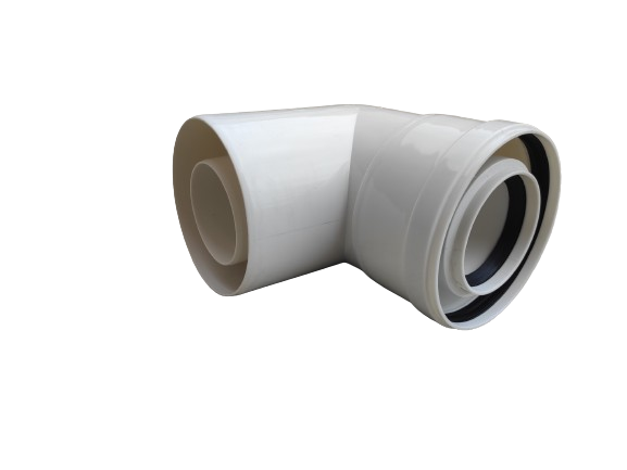 Колено коаксиального дымохода Димком конденсационного котла пластиковое 87° d 80/125 мм