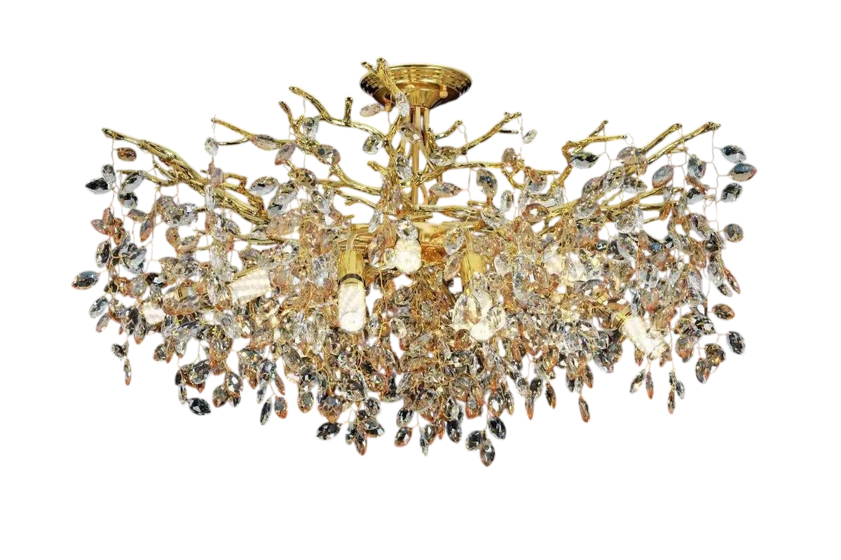 Люстра потолочная Sirius Ш C33023-600 GD с хрустальными подвесами под восемь ламп G9 IP20 Золотой (00000138905)