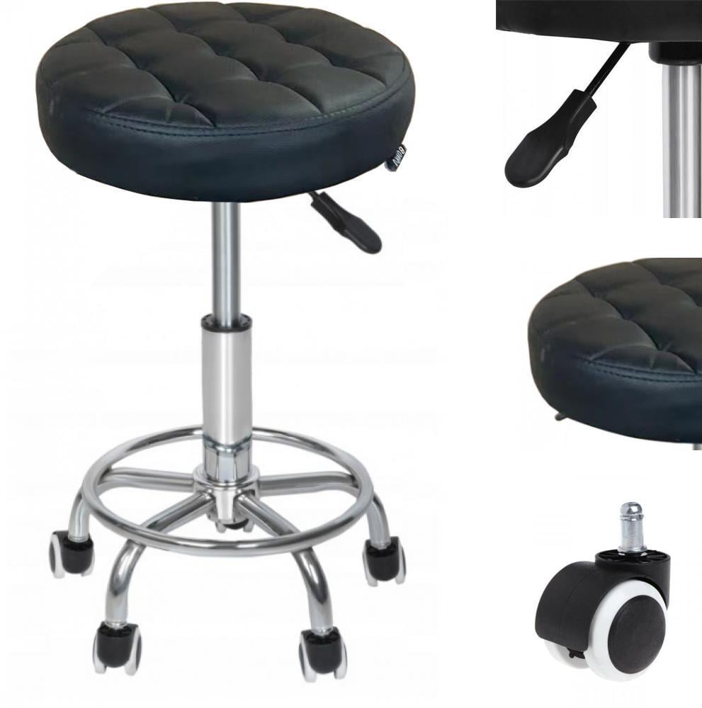 Кресло-табурет на колесах Bonro B-496 круглое из экокожи до 120 кг Черный (132-76-42300109) - фото 2 Кресло-табурет на колесах Bonro B-496 круглое из экокожи до 120 кг Черный (132-76-42300109) - фото 2