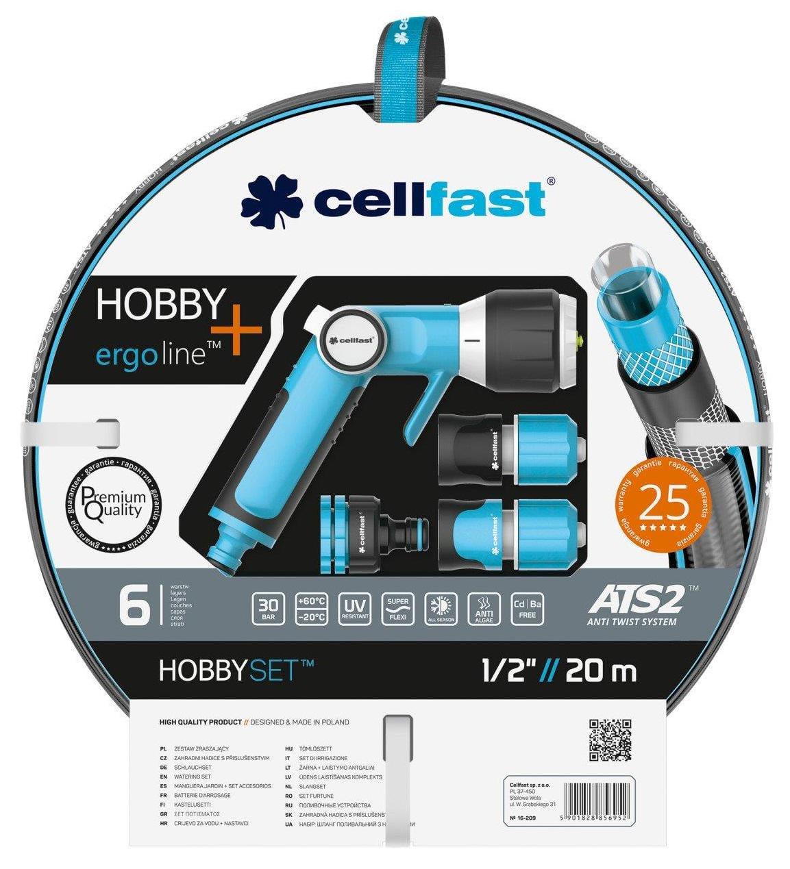 Набор для полива Cellfast Hobby ATS2 1/2" 20 м + комплект соединителей Ergo (16-209)
