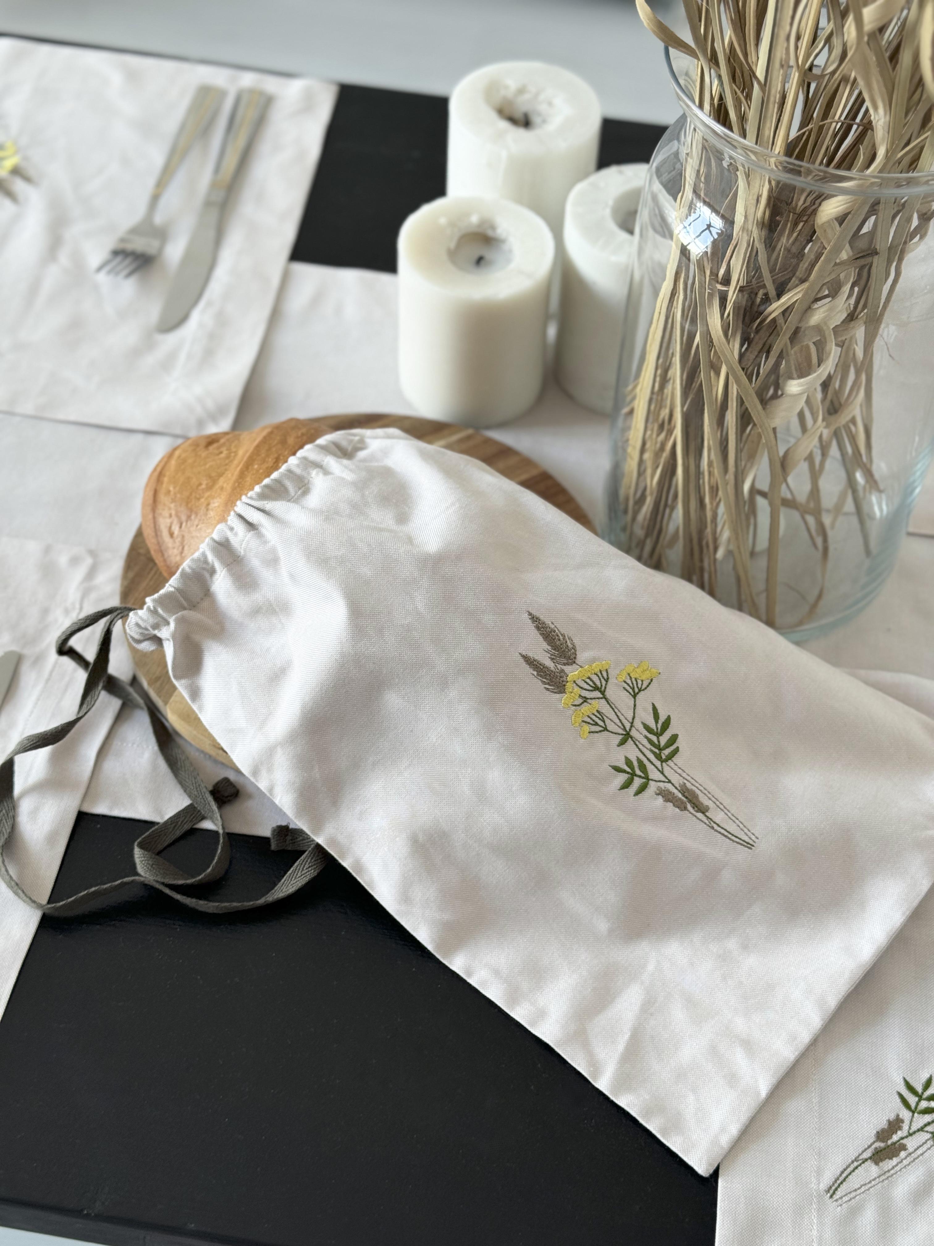 Мешочек для хлеба с вышивкой Полевые цветы 30х40 см - фото 2 Мешочек для хлеба с вышивкой Полевые цветы 30х40 см - фото 2