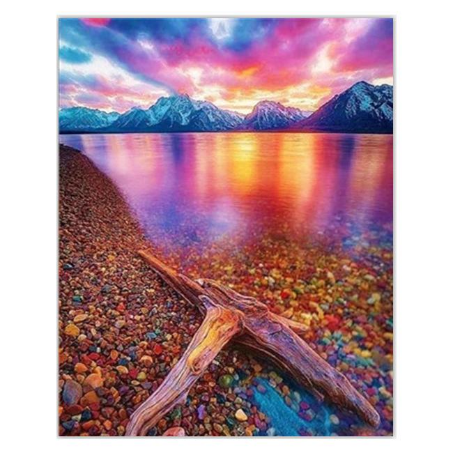 Алмазна вишивка мозаїка Diy Квіткове озеро 30х40 см DZDP373