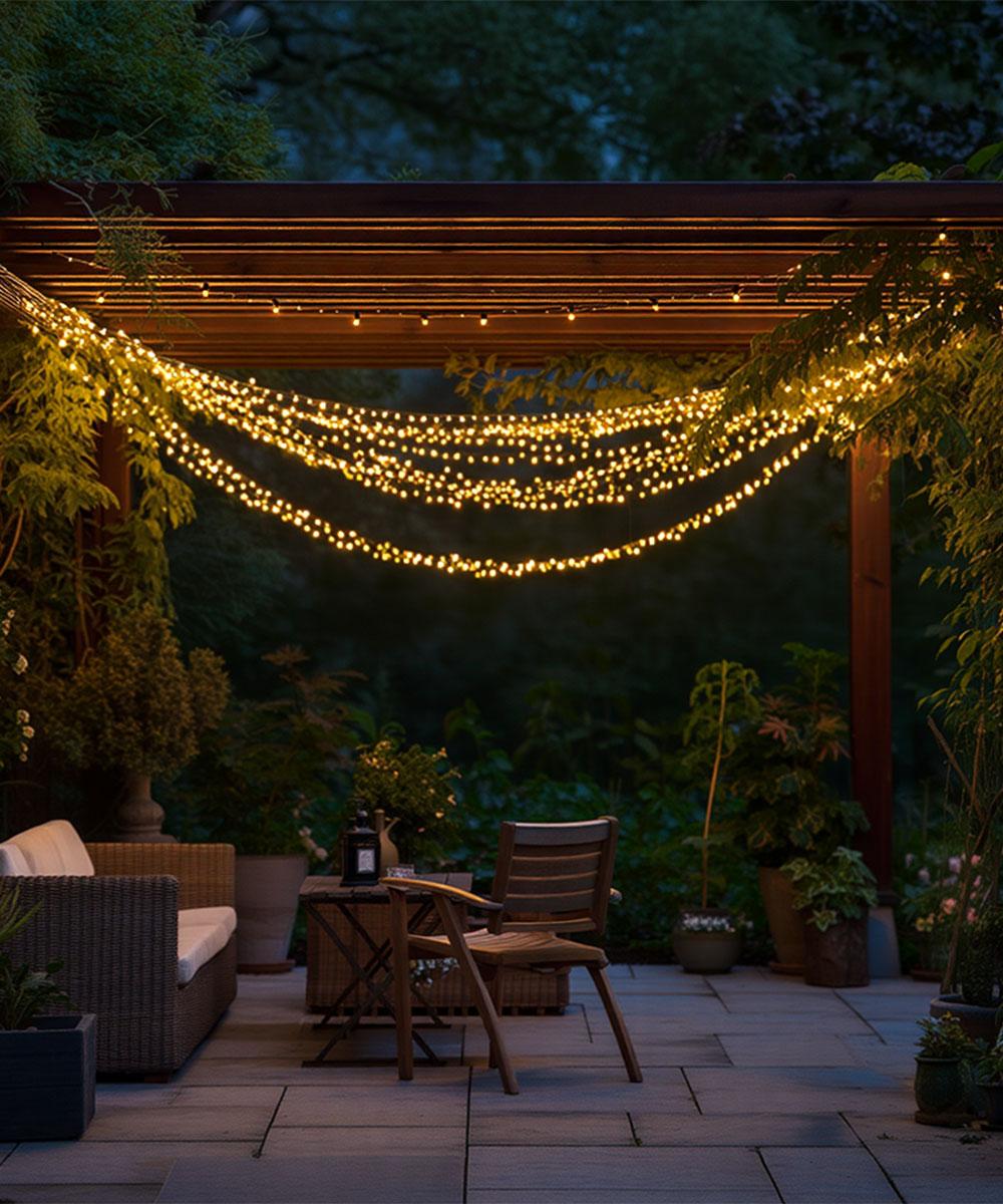 Гирлянда Нить уличная 500 LED на солнечной батарее 50 м Черный/Желтый (SB500L50MBY) - фото 3