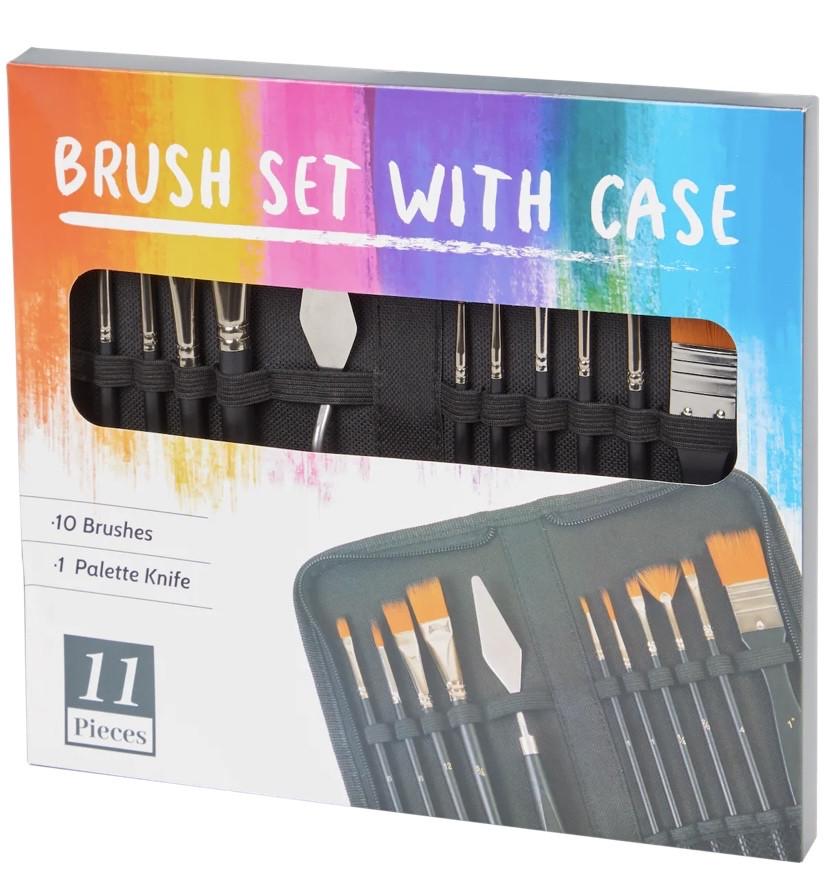Набір пензлів для малювання та мастихін у футлярі 10 шт. (2080401495) Набір пензлів для малювання та мастихін у футлярі 10 шт. (2080401495)