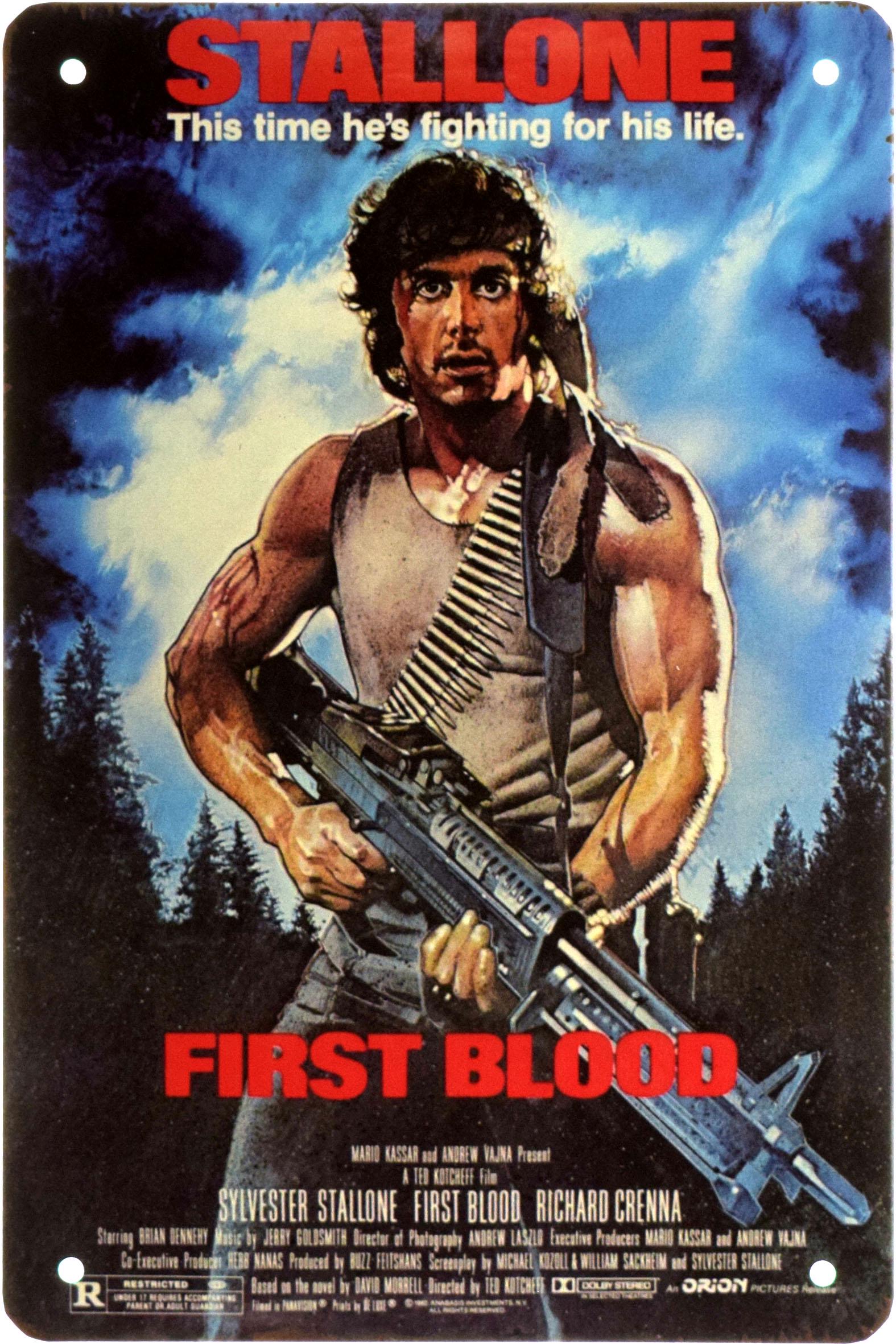 Табличка металлическая Рэмбо: Первая Кровь Сильвестр Сталлоне/First Blood 20x30 см - фото 1