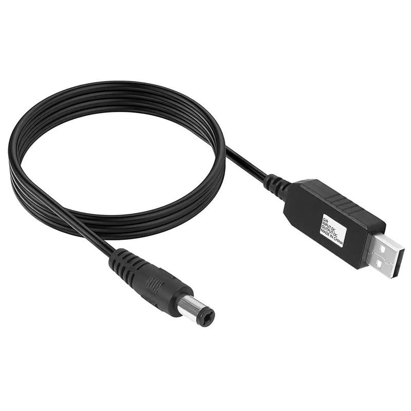 Кабель питания для роутера/модема USB-DC с преобразователем до 12V in box 2,1x5,5 мм 1 м Black (00000072276_1)