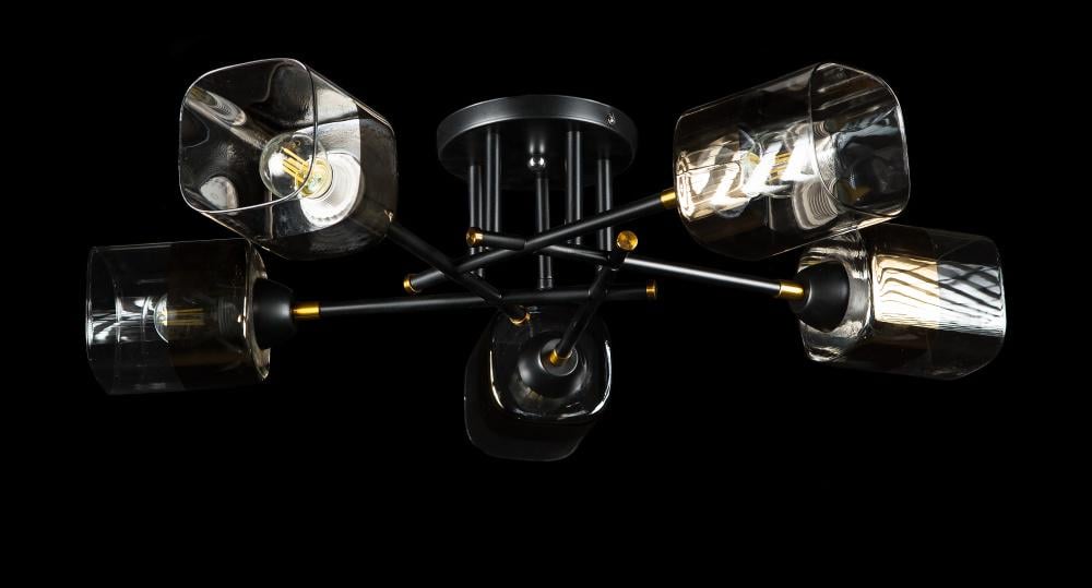 Люстра с плафонами Ray LGH50337/5 BK Brass (IR006547) Люстра с плафонами Ray LGH50337/5 BK Brass (IR006547)