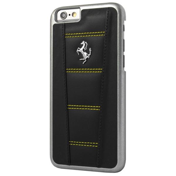 Чехол-накладка Ferrari 458 Leather Hard Case for iPhone 6/6S Plus, Black with Yellow Stitch (FE458HCP6LBLY)