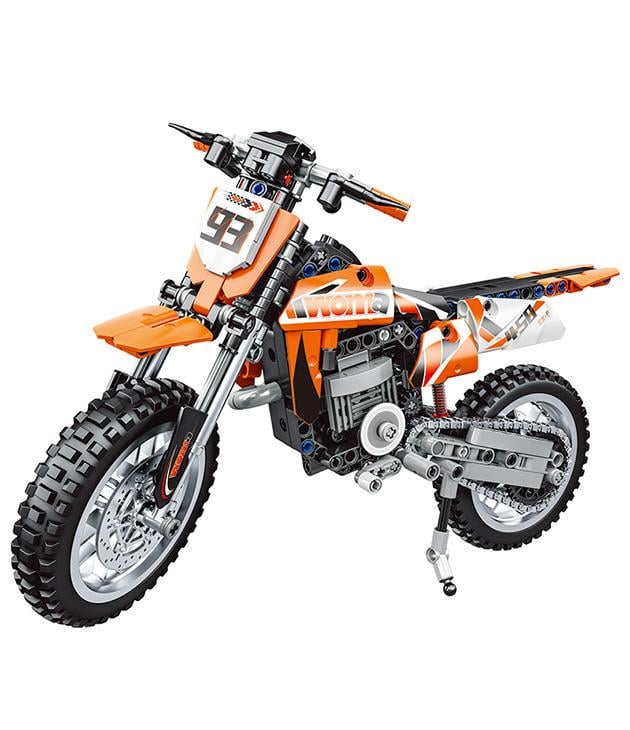 Конструктор мотоцикл кросовий 93 Scrambling motorcycle технік на 434 деталі з амортизацією Помаранчевий - фото 9