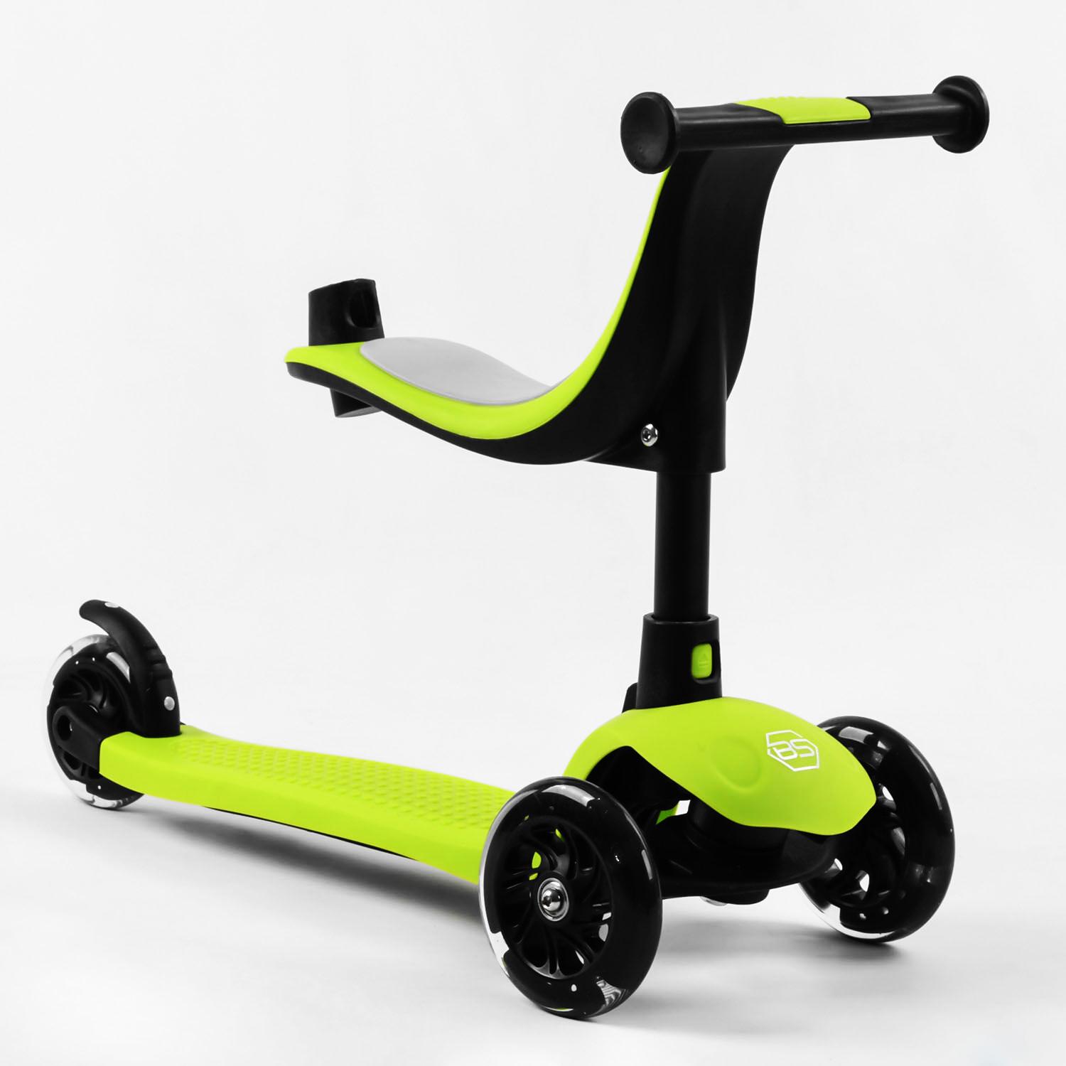 Самокат-Біговел Best Scooter 3в1 колеса PU зі світлом Green (106696) - фото 4