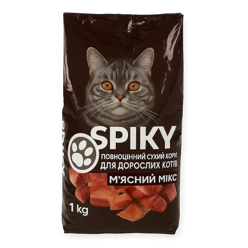 Сухой корм для взрослых кошек Spiky с говядиной 1 кг