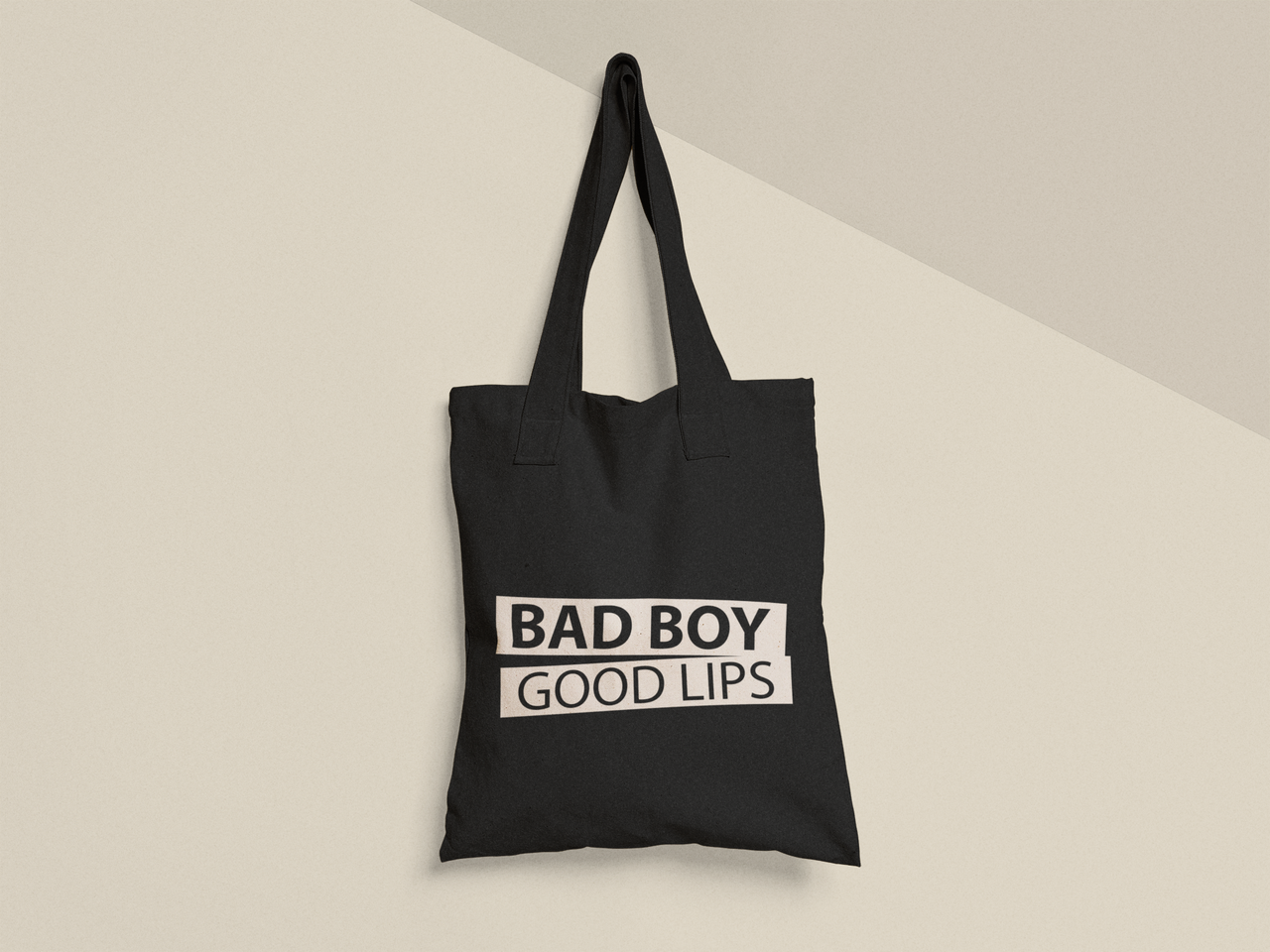 Эко-сумка шоппер с принтом "Bad boy good lips" 38х40 см Черный (ПН425-Т1)