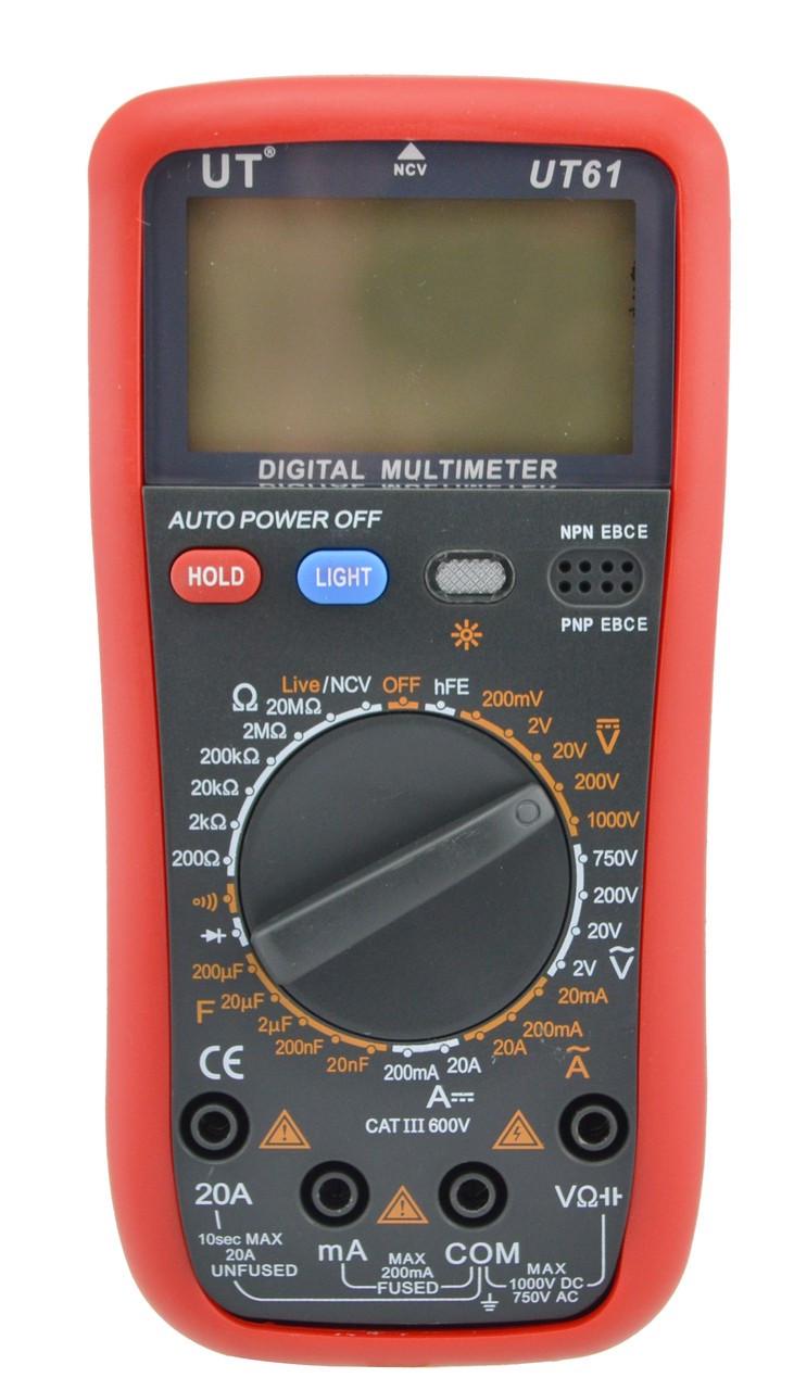 Мультиметр цифровий Digital UT 61 з щупами і кроною Чорний (343371633)