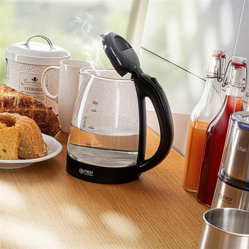Чайник электрический First FA-5404-1-BA стеклянный корпус 2200 Вт 1,7 л Черный (626262) - фото 3 Чайник электрический First FA-5404-1-BA стеклянный корпус 2200 Вт 1,7 л Черный (626262) - фото 3