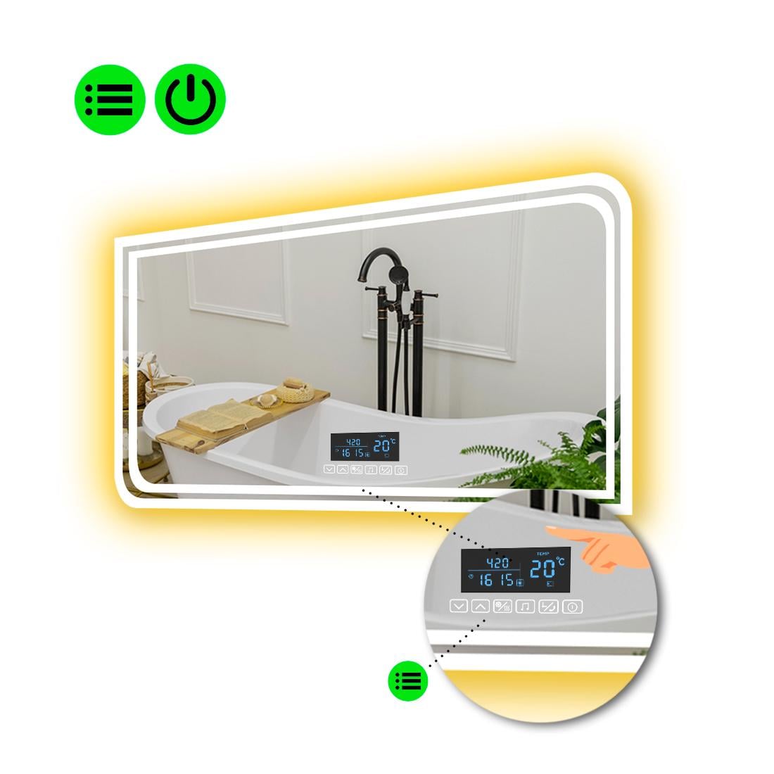 Зеркало с LED подсветкой Federica с Smart-блоком 100x60 см (8994368)