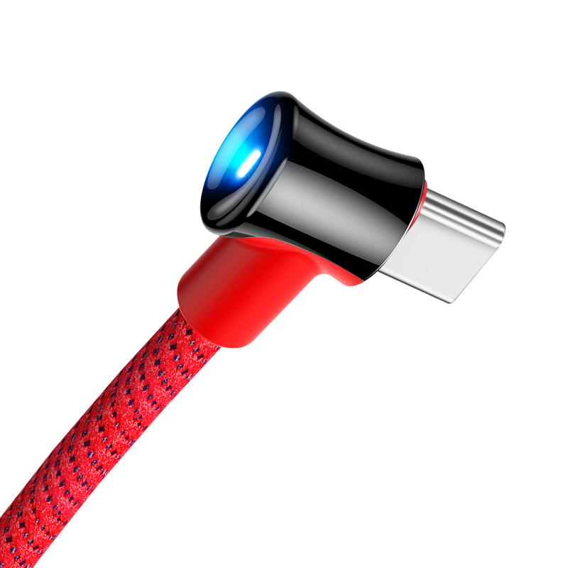 Кабель Usams Type-C Right-angle Smart Power Off US-SJ341 U13 1,2 м 2A Red - фото 2