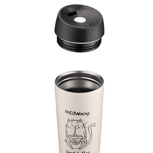 Термокружка Ardesto Coffee Time Meowning AR2645WC 450 мл Бежевый - фото 3 Термокружка Ardesto Coffee Time Meowning AR2645WC 450 мл Бежевый - фото 3