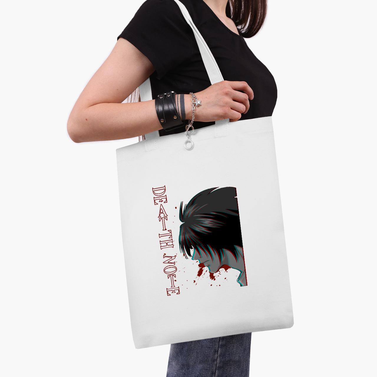 Эко сумка шоппер Эл Лоулайт Death Note 41x35 см Белый (9227-2824-WT1)