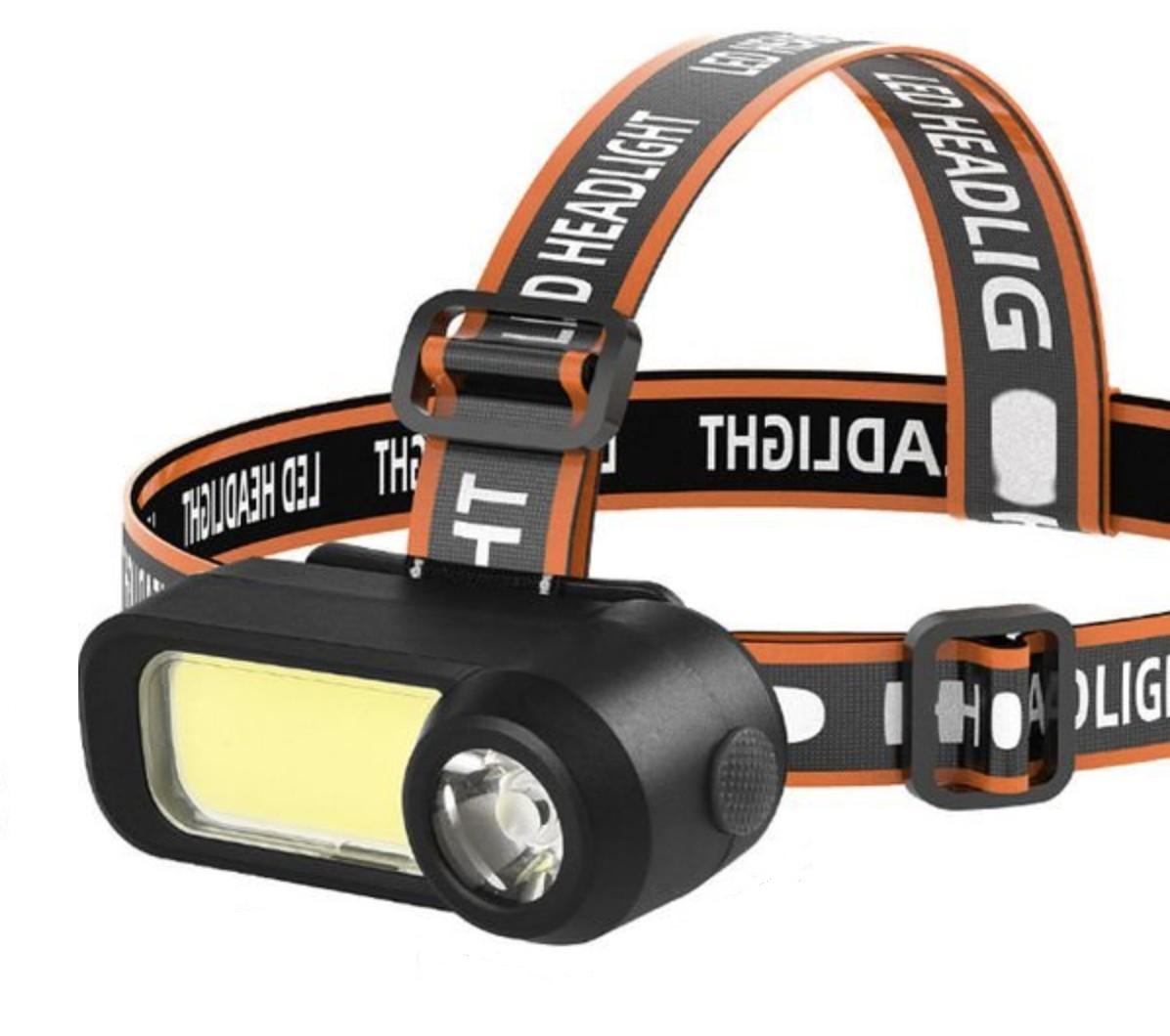 Ліхтарик налобний WH-1707 USB акумуляторний світлодіодний на 3 режими Чорний