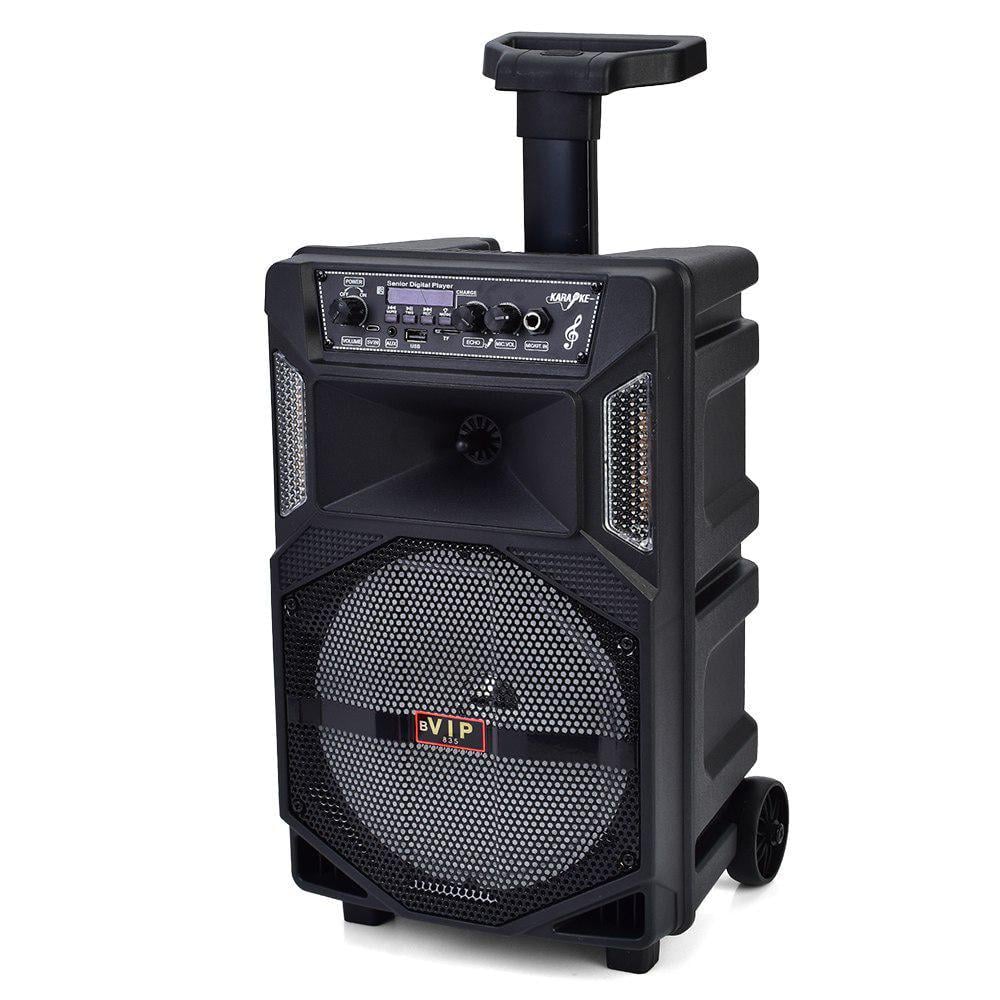 Колонка JT-830-1-2-833-835 пульт микрофон светодиодная подсветка USB Bluetooth 41x25x21 см Черный