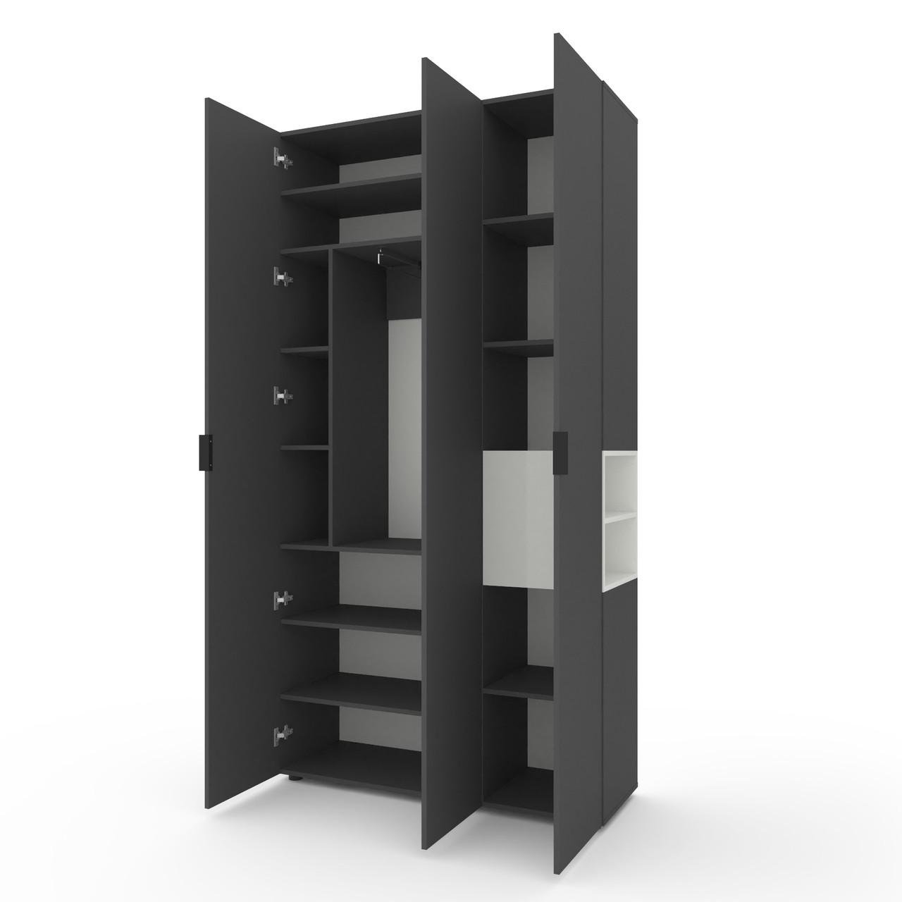 Шкаф Metkas Home A015R ЛДСП 1200x420x2300 мм Антрацитовый/Белый Снег