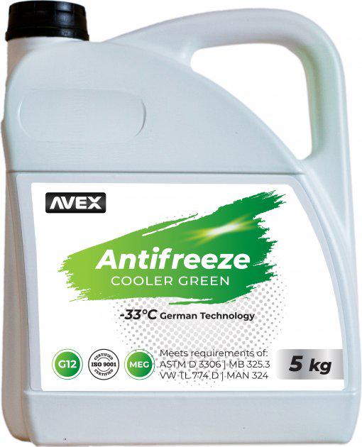 Антифриз Avex Cooler GREEN MEG -33°C 5 кг Зелений