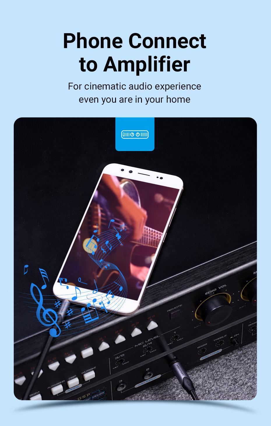 Кабель Vention 6.5 мм Jack-3.5 мм minijack HiFi стерео AUX на 6.35 мм нейлонове обплетення TRS 5 м Чорний (BAUHJ) - фото 8 Кабель Vention 6.5 мм Jack-3.5 мм minijack HiFi стерео AUX на 6.35 мм нейлонове обплетення TRS 5 м Чорний (BAUHJ) - фото 8