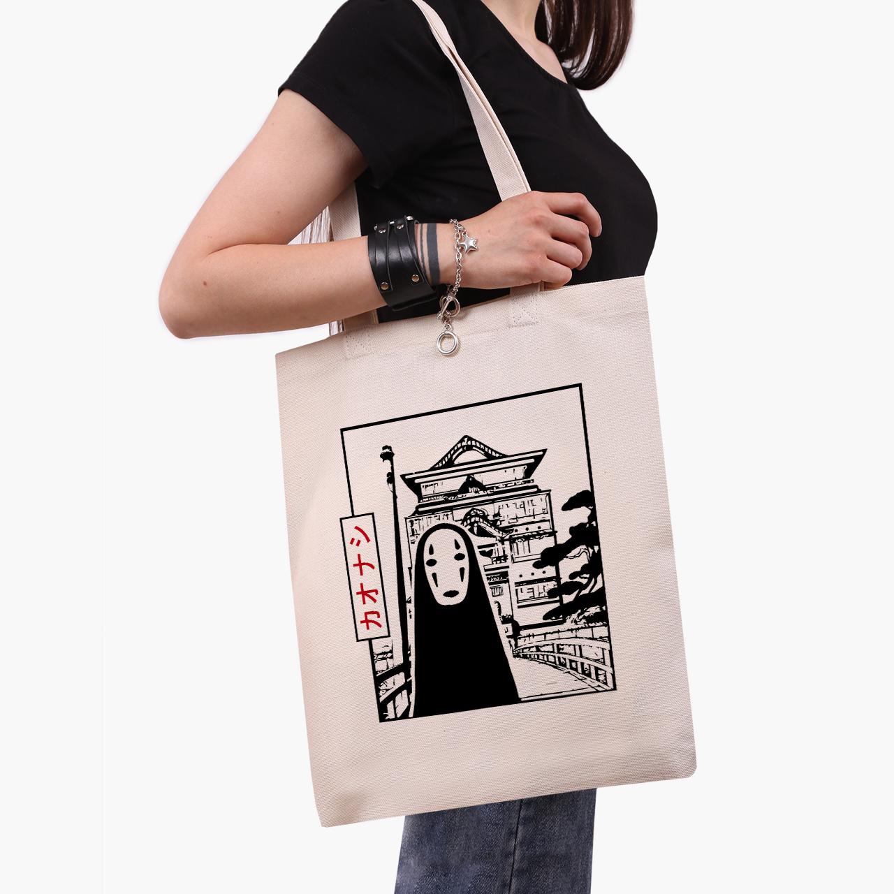 Эко сумка шоппер Безликий Бог Каонаси Spirited Away 41x35 см Бежевый (9227-2648-WT)