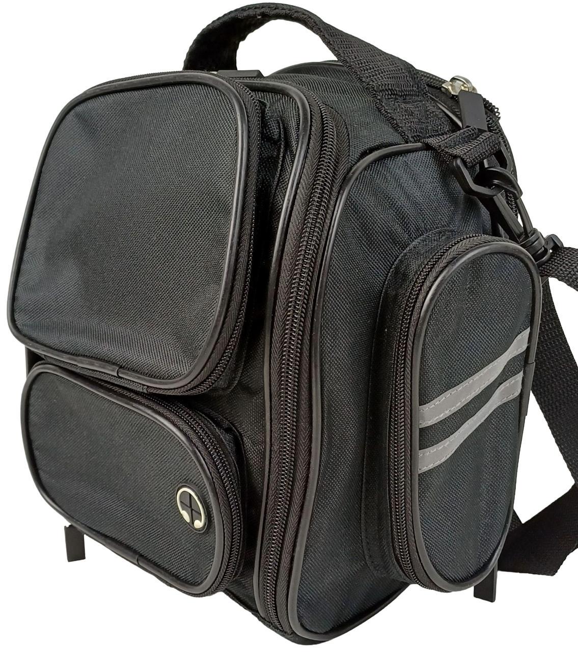 Сумка на бак мотоцикла Riciclo на магнитах с дождевиком и световозвращателями Черный