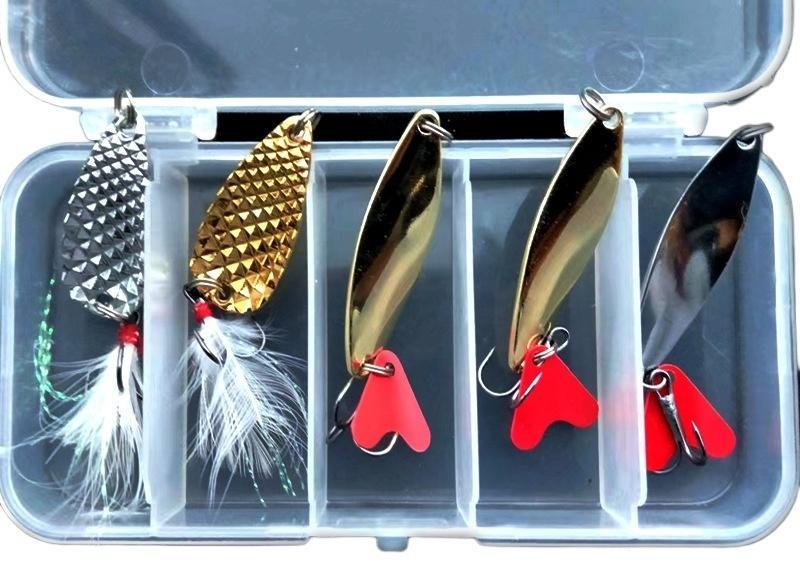 Набір для риболовлі 5/7 г Boer блешні з гачками 5 шт. з коробкою (К1439) Набір для риболовлі 5/7 г Boer блешні з гачками 5 шт. з коробкою (К1439)