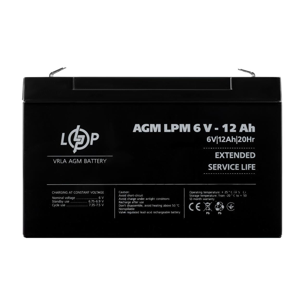 Акумулятор AGM LPM 6V-12 Ah
