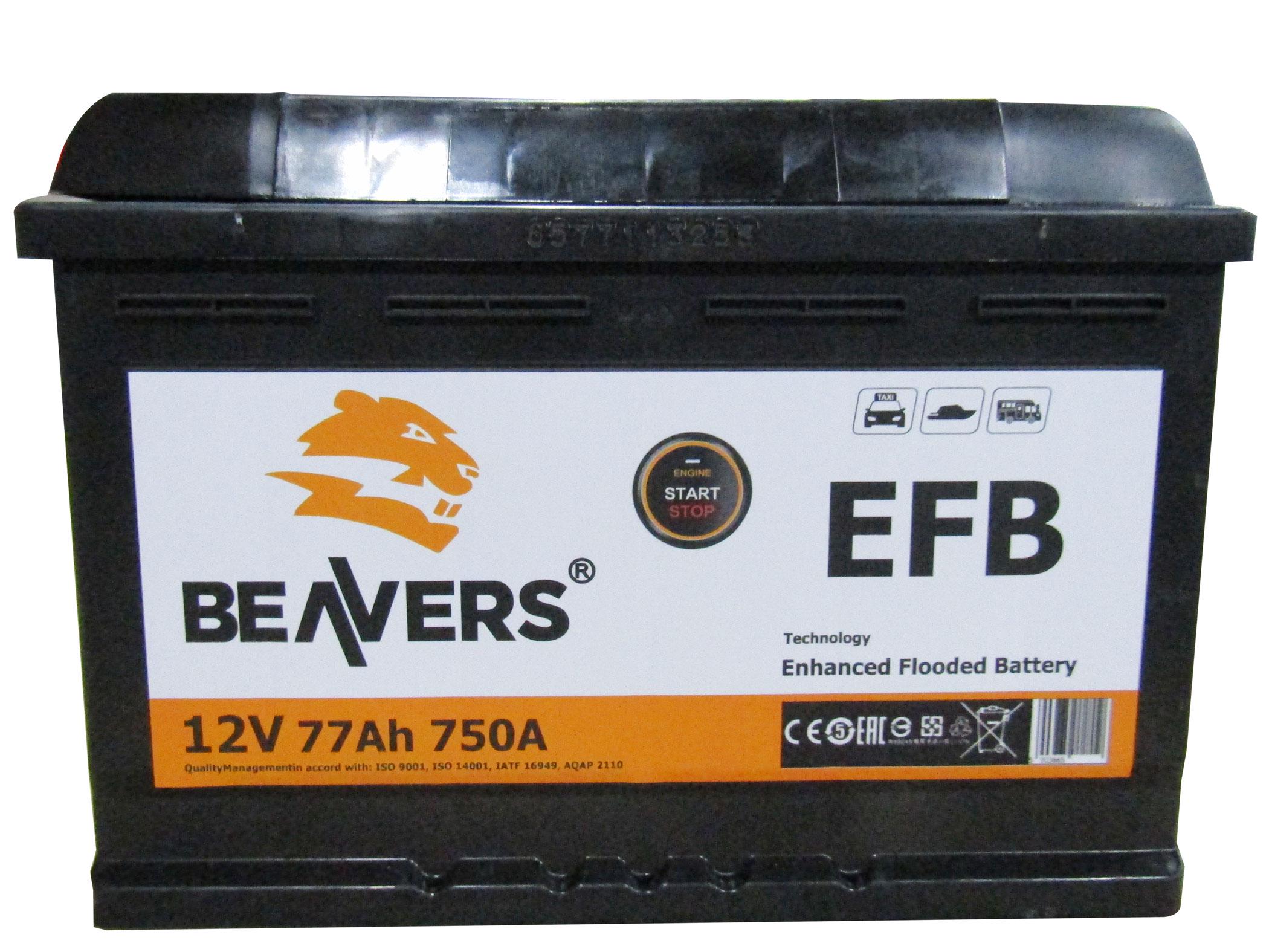 Акумулятор BEAVERS 6СТ-77 R+ EFB 750А - фото 4