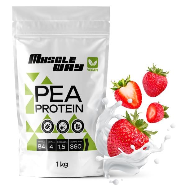 Протеин гороховый MuscleWay Vegan Клубника 84% белка на 33 порции 1 кг (21-125-pp-mv-rs-1kg.1)