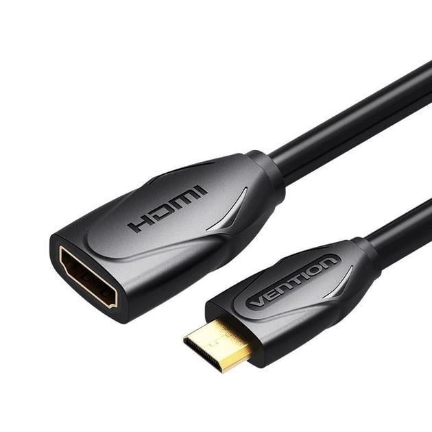 Подовжувач Vention HDMI-miniHDMI v.1.2 M/F PVC 1080P 60Hz gold-plated 1 м Чорний (ABAAF)