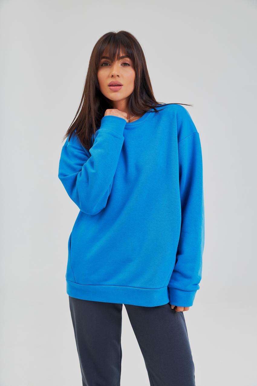 Свитшот женский М126.3 петля с карманами M Синий (690-1-61)