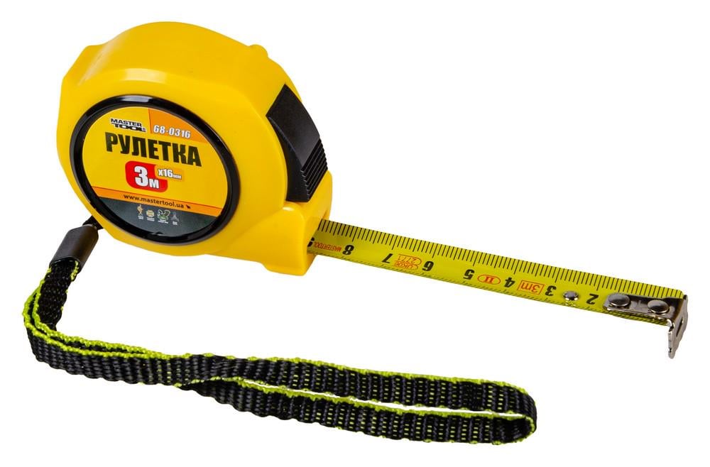 Рулетка MasterTool 3 мх16 мм автоматичний фіксатор полотна (68-0316)
