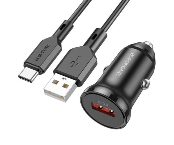 Зарядний пристрій автомобільний Borofone BZ18 single port QC3.0 18W car charger Black