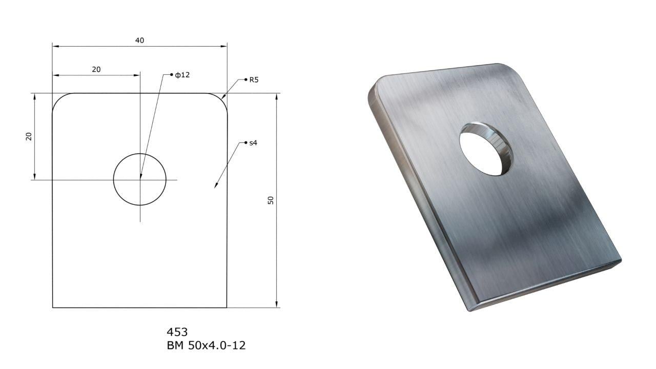 Ушко монтажное приварное стальное прямое 50х40 толщина 4 мм, отверстие 12 мм для навесного замка 1 шт. (2040507128/К0453) - фото 2 Ушко монтажное приварное стальное прямое 50х40 толщина 4 мм, отверстие 12 мм для навесного замка 1 шт. (2040507128/К0453) - фото 2