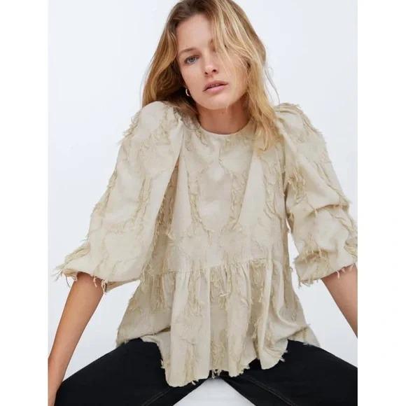 Блуза ZARA XS Светло-бежевый (2157039052)