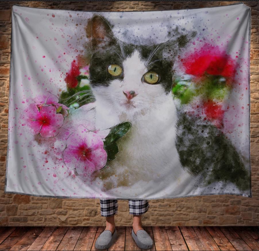 Плед с 3D принтом Кошка акварель 150х200 см (epi_1665)