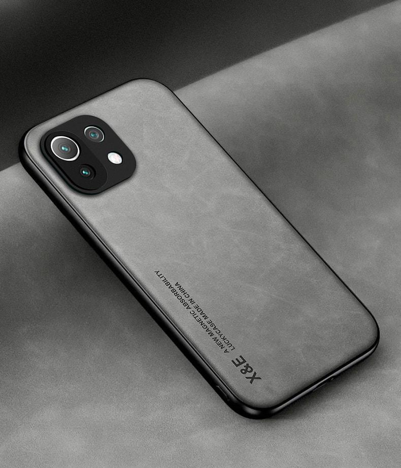 Шкіряний чохол XnE Xiaomi Mi 11 Lite 5G з металевою вставкою Grey (34264-33)