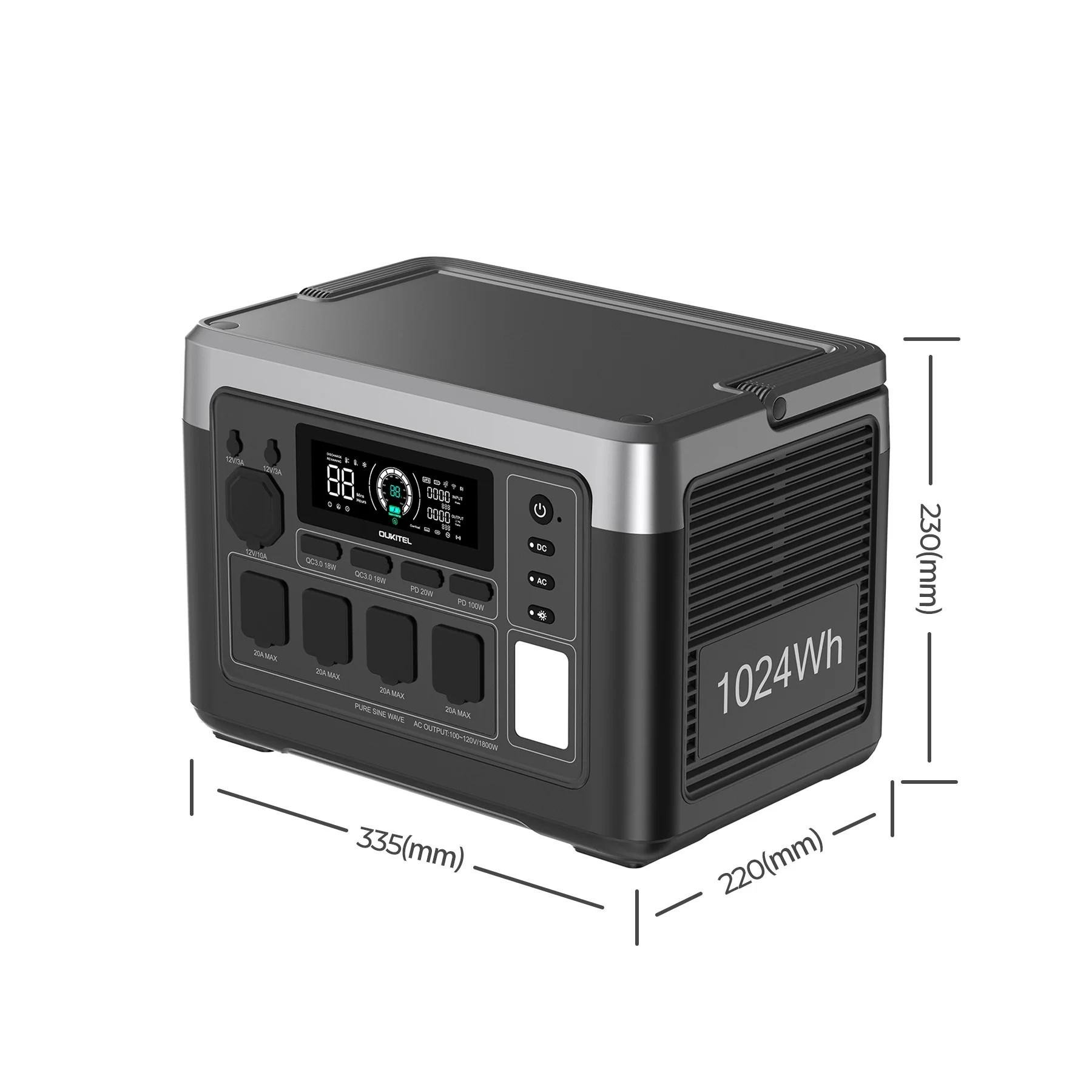 Портативная зарядная станция Oukitel P1000E Plus 1800 Вт/1024 Вт/ч LiFePO4 - фото 2 Портативная зарядная станция Oukitel P1000E Plus 1800 Вт/1024 Вт/ч LiFePO4 - фото 2