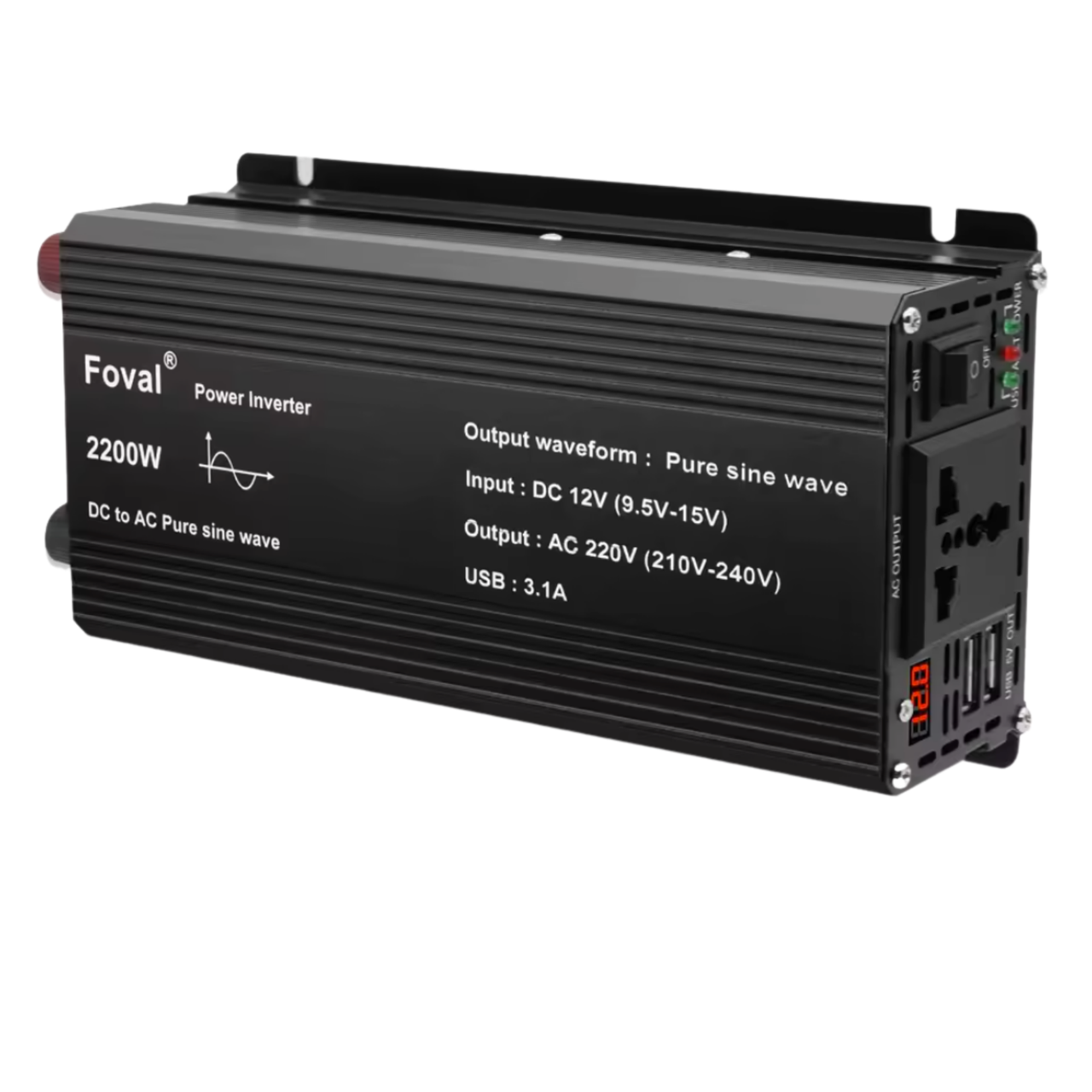 Инвертор с чистой синусоидой Foval 2200 Вт для питания газового котла/холодильника/кухоного оборудования (2831574127)