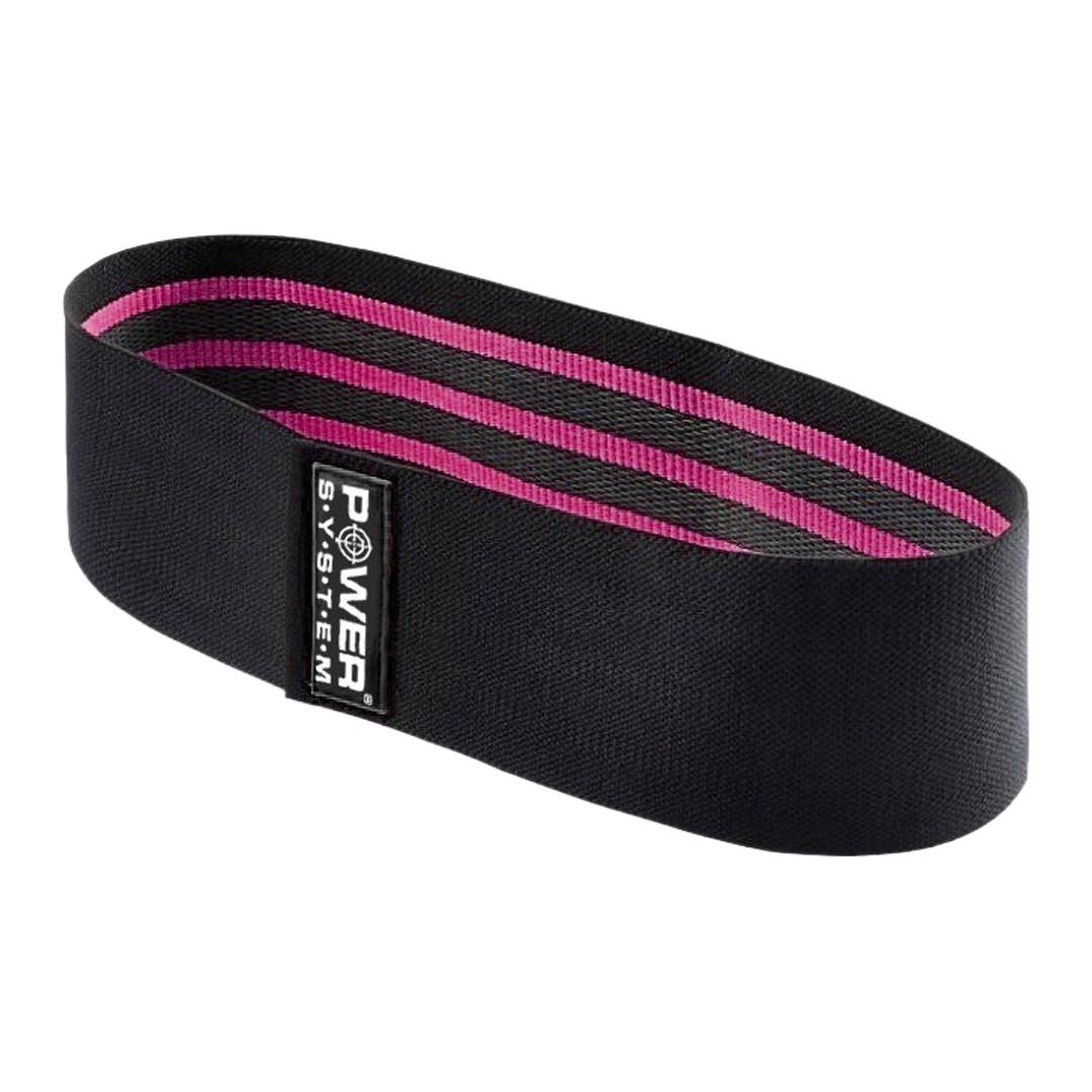 Тканевая резинка для фитнеса и спорта Power System PS-4091 Booty Band LVL 1 d_64 см/18-23 кг Black/Pink