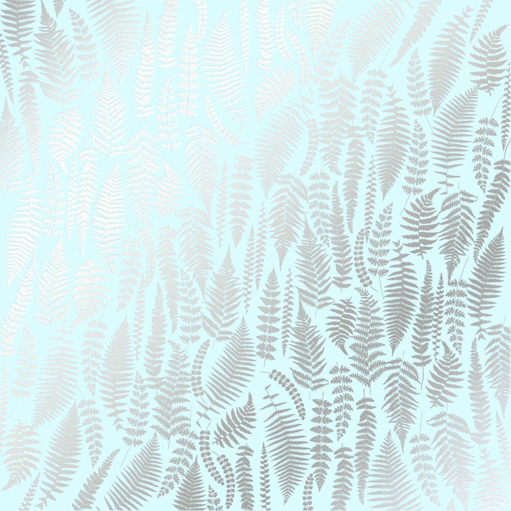 Лист бумаги односторонний Silver Fern с серебряным тиснением 30,5х30,5 см Mint