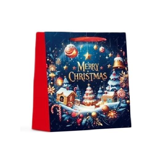Подарунковий пакет Stenson R33220-S Christmas evening 3D 18х23х10 см