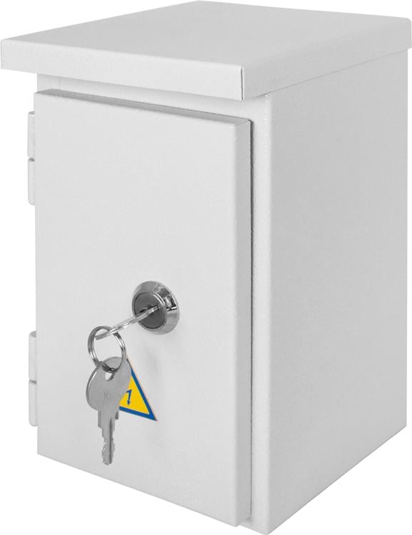 Корпус e.mbox.stand.n.04.z металевий під 4 модуля герметичний IP54 навісний з замком (s0100127)
